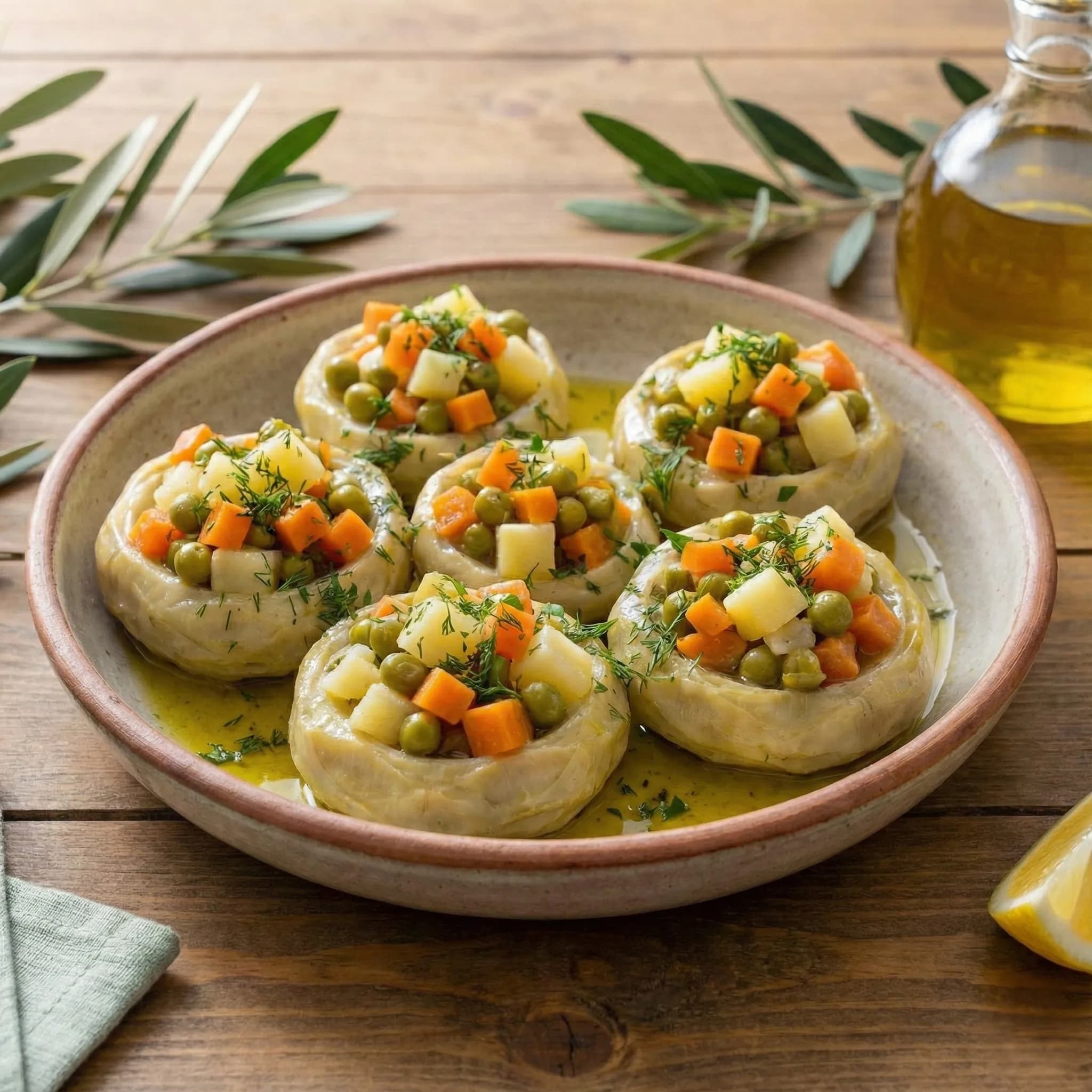 Zeytinyağlı Garnitürlü Enginar